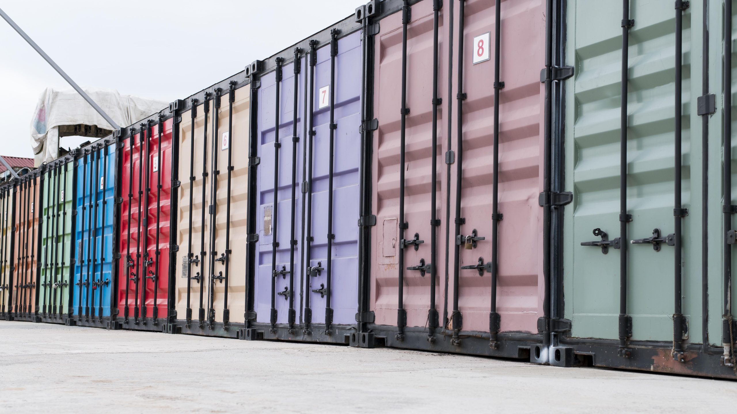 logistic center with colorful storage container